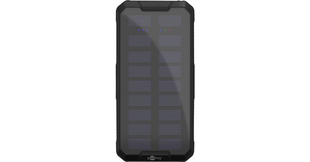 goobay Outdoor Schnelllade-Powerbank 20.000 mAh mit Solar(schwarz, USB-C PD, QC 3.0)