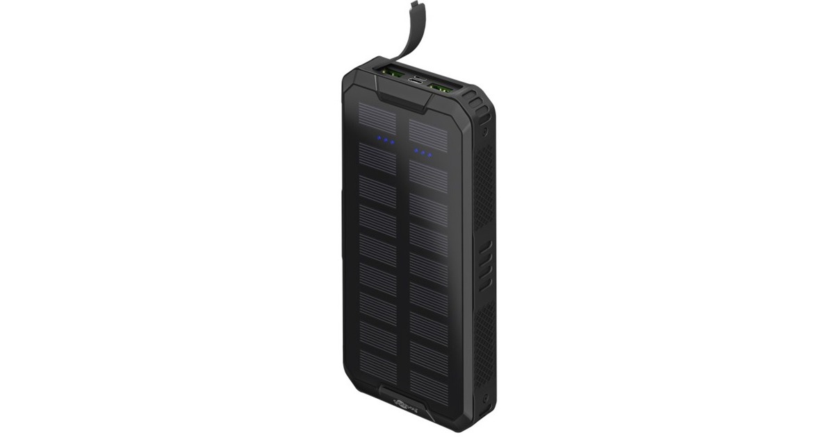 goobay Outdoor Schnelllade-Powerbank 20.000 mAh mit Solar(schwarz, USB-C PD, QC 3.0)