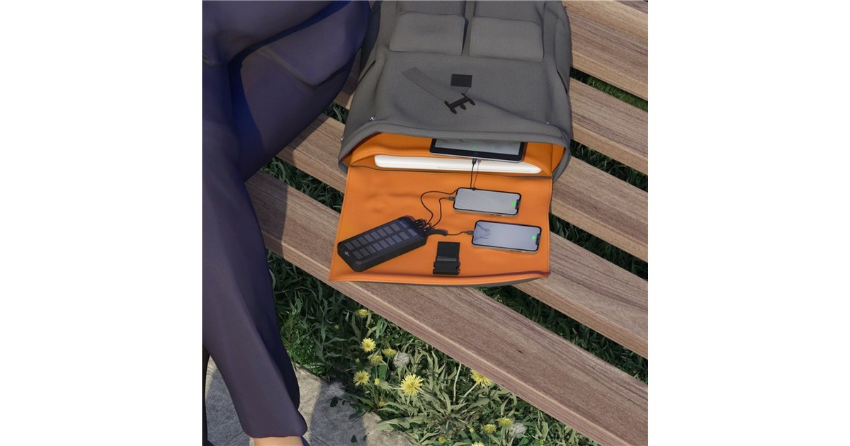 goobay Outdoor Schnelllade-Powerbank 20.000 mAh mit Solar(schwarz, USB-C PD, QC 3.0)