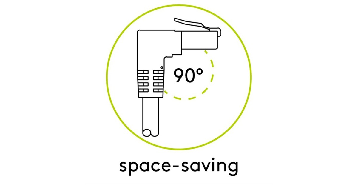 goobay Patchkabel Cat.6 U/UTP, 1x 90° gewinkelt(weiß, 0,5 Meter)
