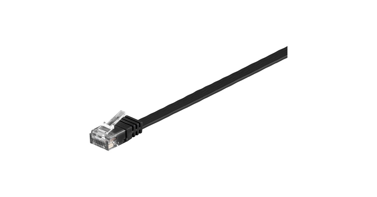 RJ45 Stecker CAT.6 U/UTP(schwarz, 1,5 Meter, Flachkabel)