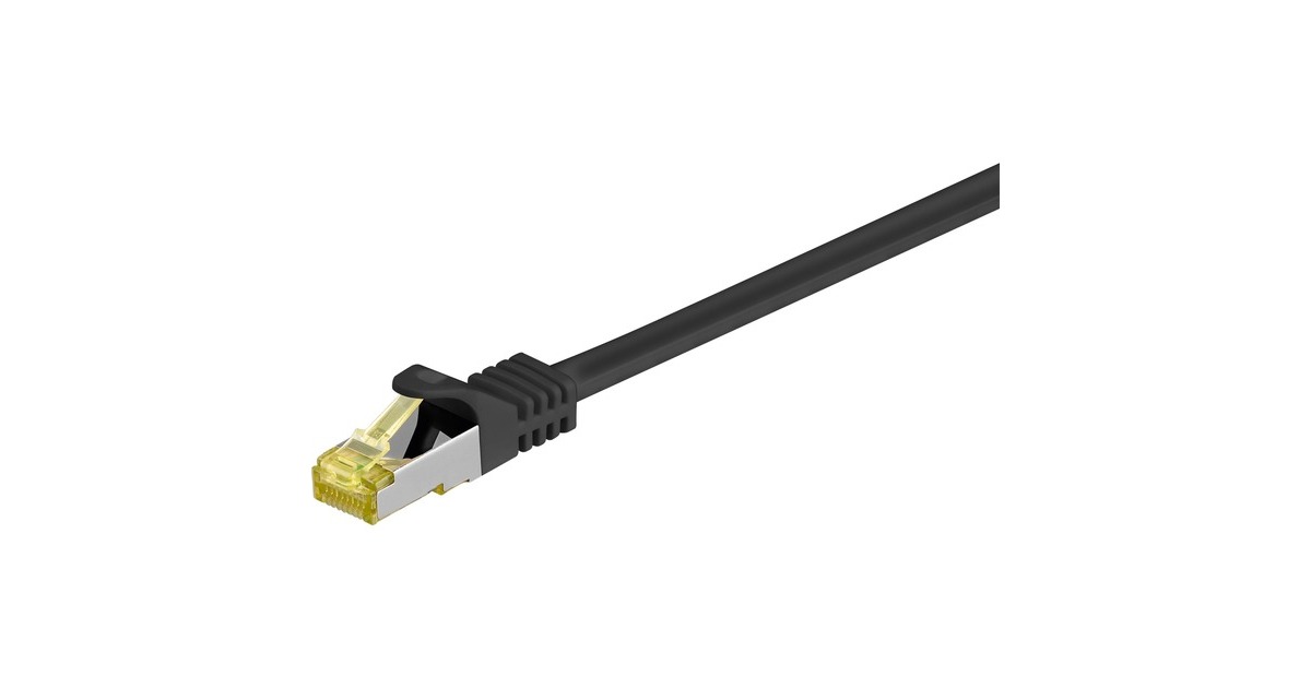 goobay Patchkabel RJ-45 SFTP, mit Cat 7 Rohkabel(schwarz, 5 Meter, 500 MHz)