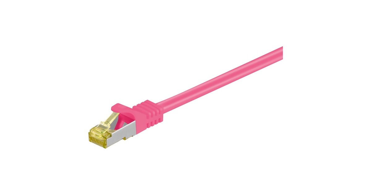 goobay Patchkabel RJ-45 SFTP, mit Cat 7 Rohkabel(pink, 25cm, 500 MHz)