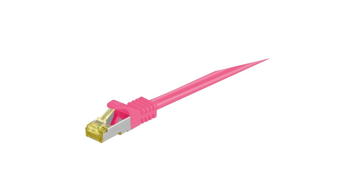 goobay Patchkabel RJ-45 SFTP, mit Cat 7 Rohkabel(pink, 1 Meter, 500 MHz)