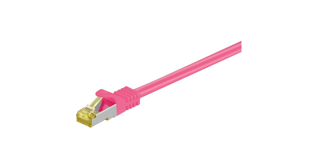 goobay Patchkabel RJ-45 SFTP, mit Cat 7 Rohkabel(pink, 5 Meter, 500 MHz)