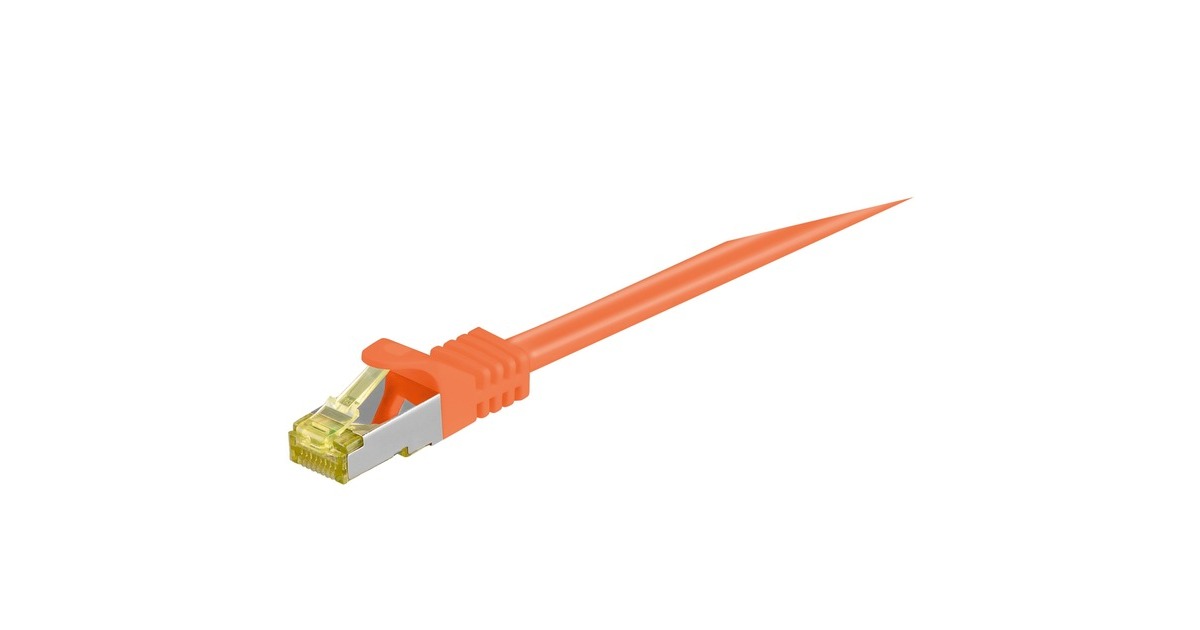 goobay Patchkabel RJ-45 SFTP, mit Cat 7 Rohkabel(orange, 1 Meter, 500 MHz)
