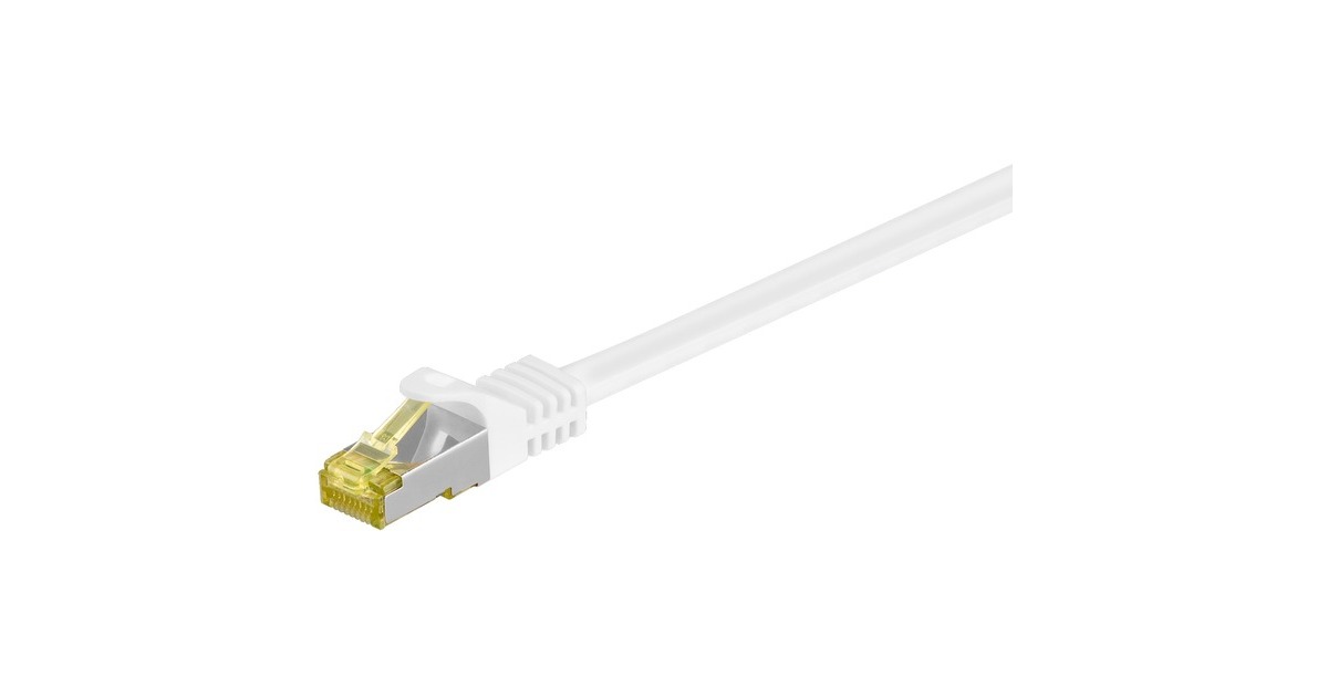 goobay Patchkabel RJ-45 SFTP, mit Cat 7 Rohkabel(weiß, 50cm, 500 MHz)