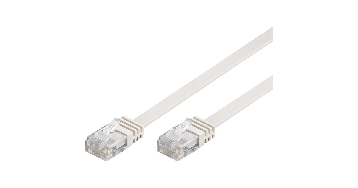 RJ-45 Stecker(weiß, 100cm, flach, Cat.5e U/UTP)