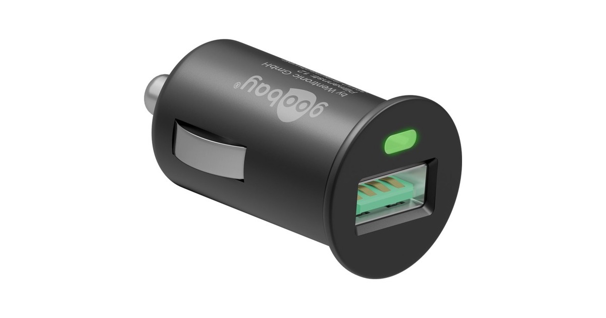goobay Quick Charge USB Auto Schnellladegerät(schwarz, mit QC 3.0)