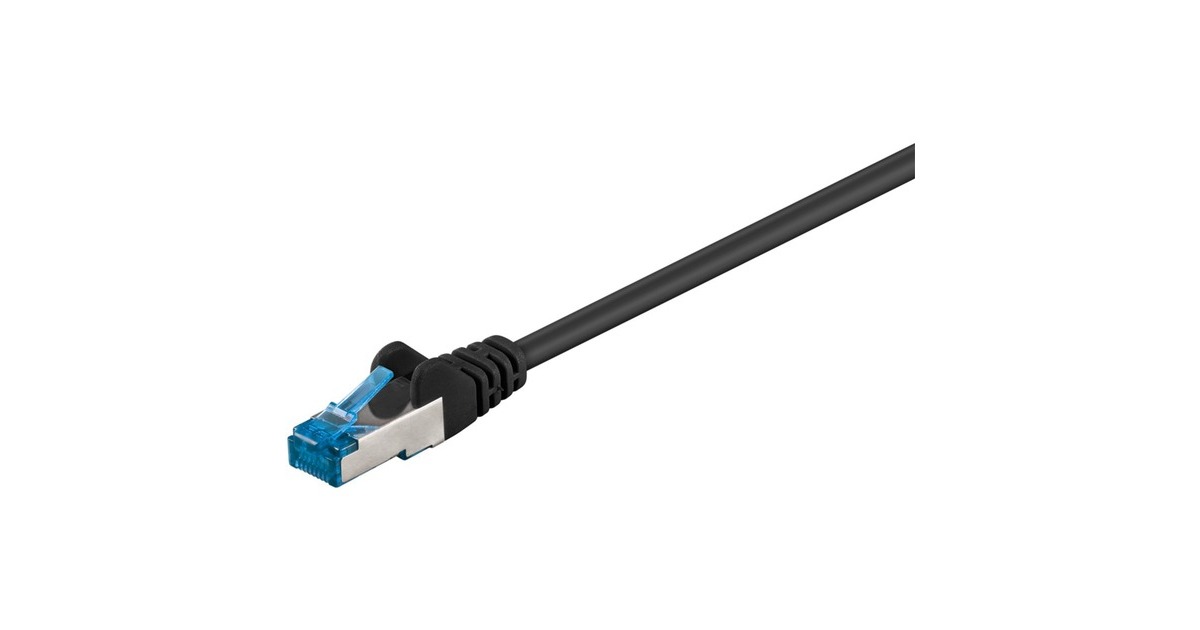 goobay RJ-45 Patchkabel Cat 6.a S/FTP (PIMF)(schwarz, 2 Meter, 500 MHz)