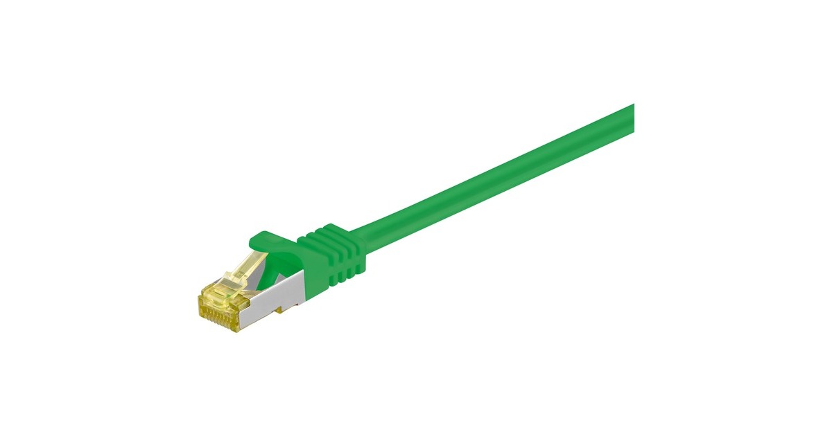 goobay RJ-45 Patchkabel Cat 6.a S/FTP (PIMF), mit Cat.7 Rohkabel(grün, 25cm, 500 MHz)