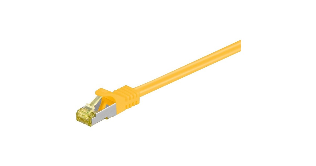 goobay RJ-45 Patchkabel Cat 6.a S/FTP (PIMF), mit Cat.7 Rohkabel(gelb, 3 Meter, 500 MHz)