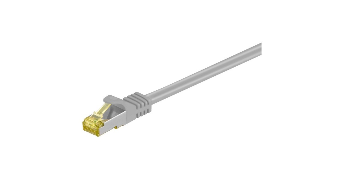 goobay RJ-45 Patchkabel Cat 6.a S/FTP (PIMF), mit Cat.7 Rohkabel(grau, 2 Meter, 500 MHz)