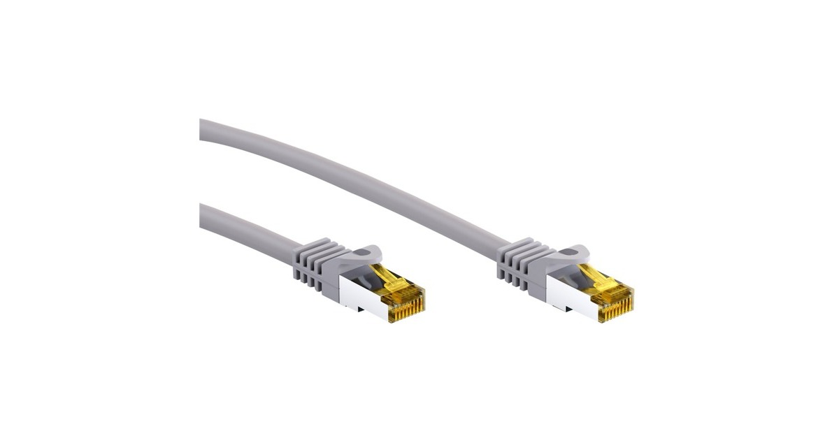 goobay RJ-45 Patchkabel Cat 6.a S/FTP (PiMF), mit Cat.7 Rohkabel(grau, 1 Meter)
