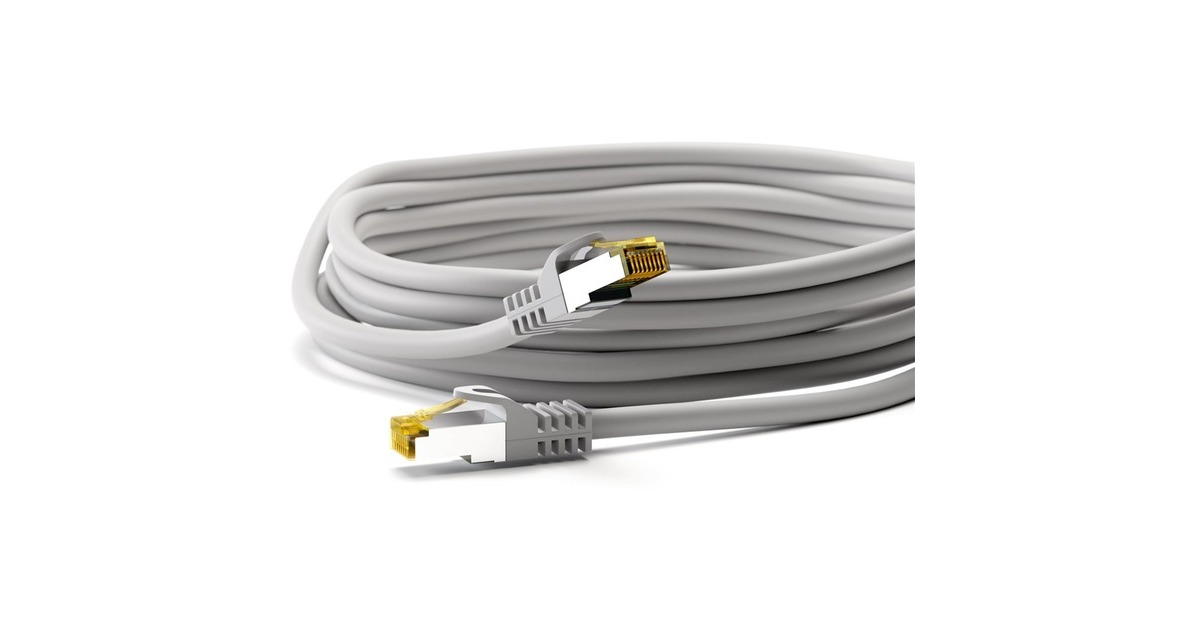 goobay RJ-45 Patchkabel Cat 6.a S/FTP (PiMF), mit Cat.7 Rohkabel(grau, 1 Meter)