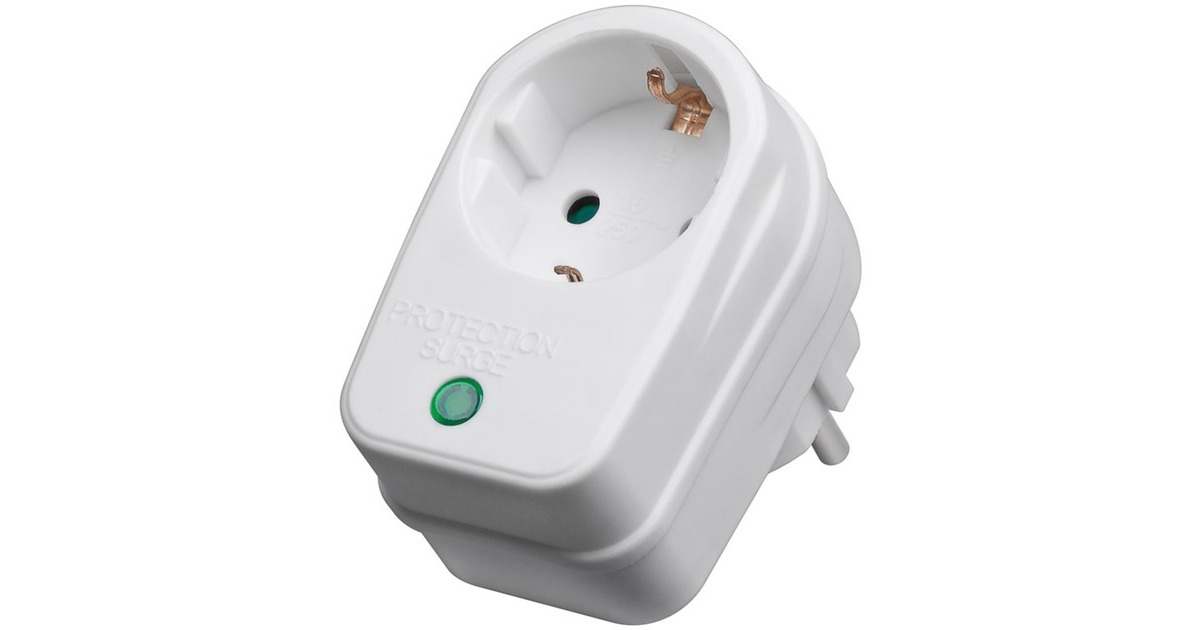goobay Steckdosenadapter mit Überspannungsschutz(weiß)
