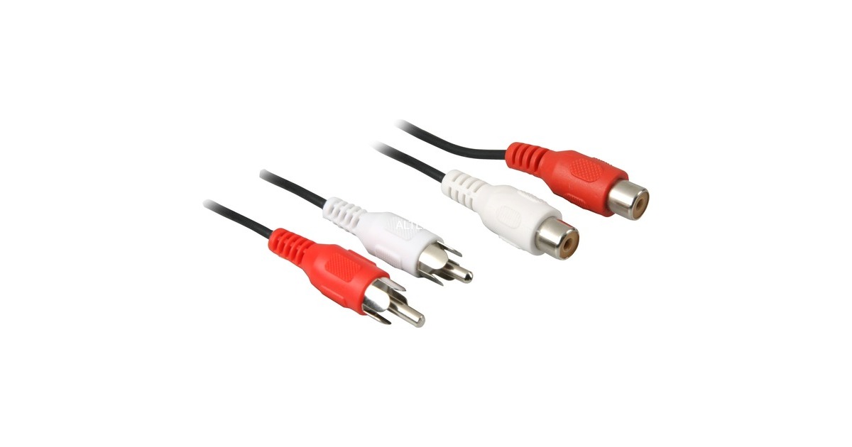 goobay StereoCinch Verlängerung, Verlängerungskabel(schwarz, 5 Meter, Bulk)