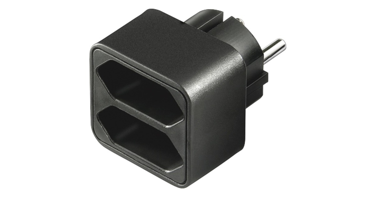 2x Euro, Steckdosenadapter(schwarz, platzsparende Verteilersteckdose)