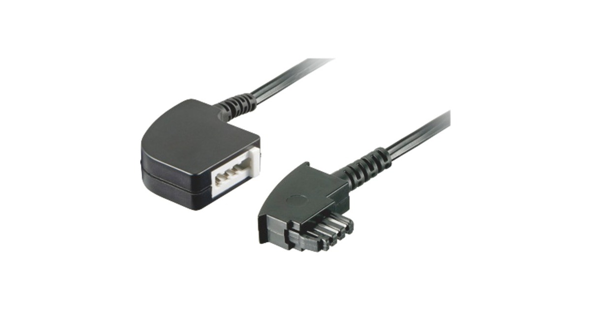 goobay TAE-F-Verlängerung 4-polig, Verlängerungskabel(schwarz, 10 Meter)