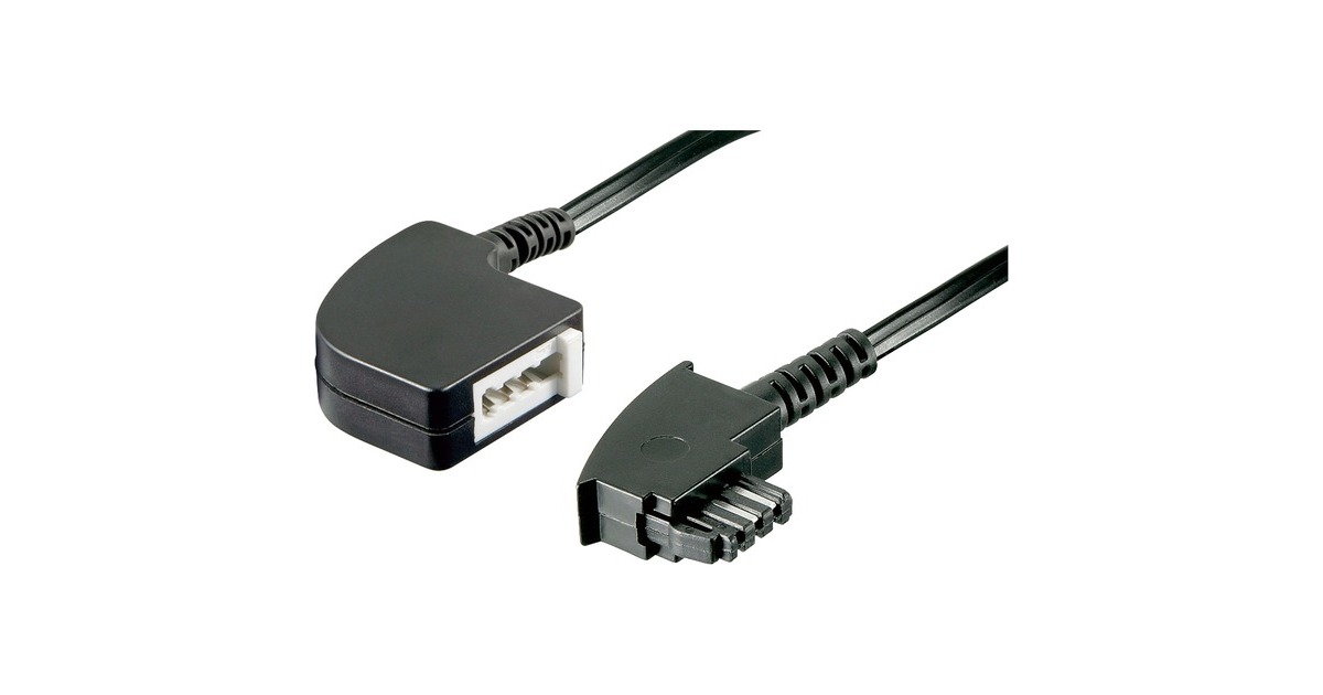 goobay TAE-F-Verlängerung 4-polig, Verlängerungskabel(schwarz, 15 Meter)