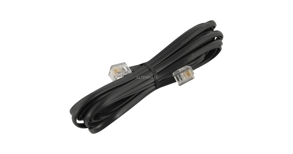 goobay Telefonkabel RJ-11 4-Pin(schwarz, 3 Meter)