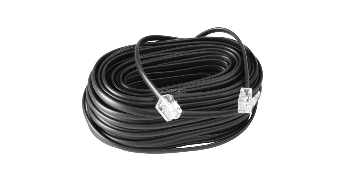 goobay Telefonkabel RJ-11 4-Pin(schwarz, 10 Meter)