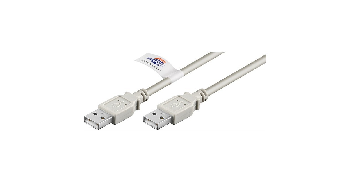 USB-A Stecker(grau, 2 Meter, mit USB Zertifikat)