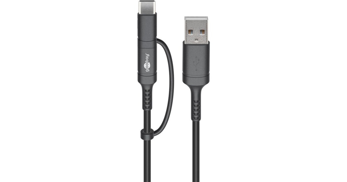 USB-C + Micro-USB Stecker(schwarz, 1 Meter)