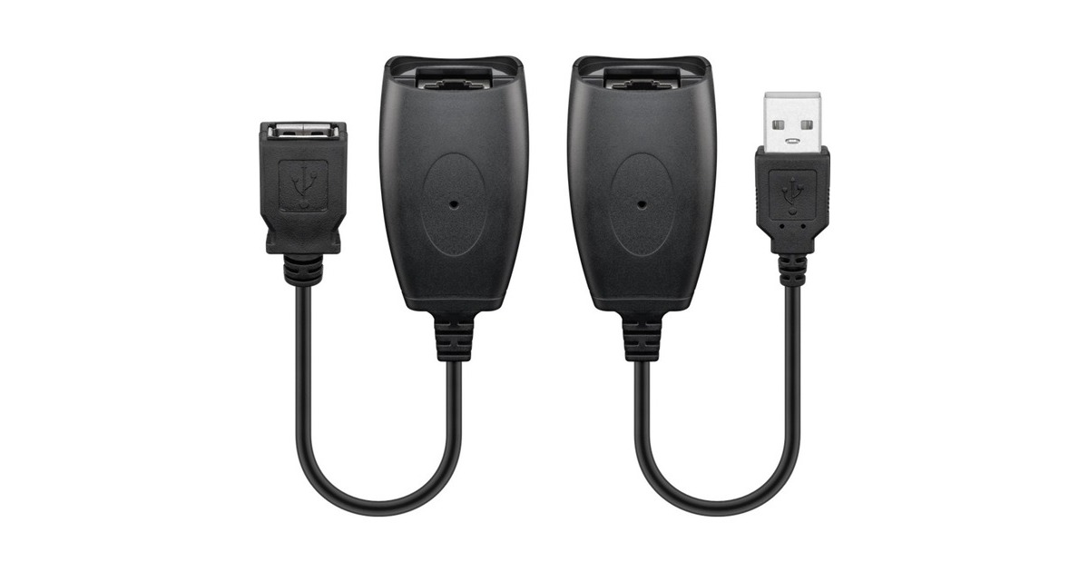 USB-A Buchse(schwarz, 20cm, für Netzwerkkabel bis 40 Meter)