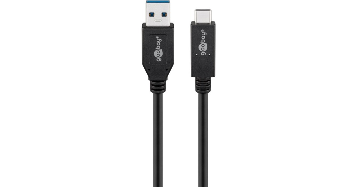 USB-C Stecker(schwarz, 0,5 Meter, Laden mit bis zu 60 Watt)