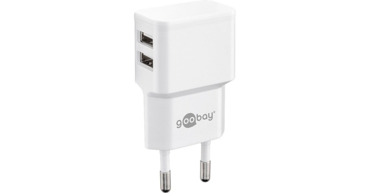 goobay USB-C Dual Ladeset 2,4 A, Ladegerät(weiß)