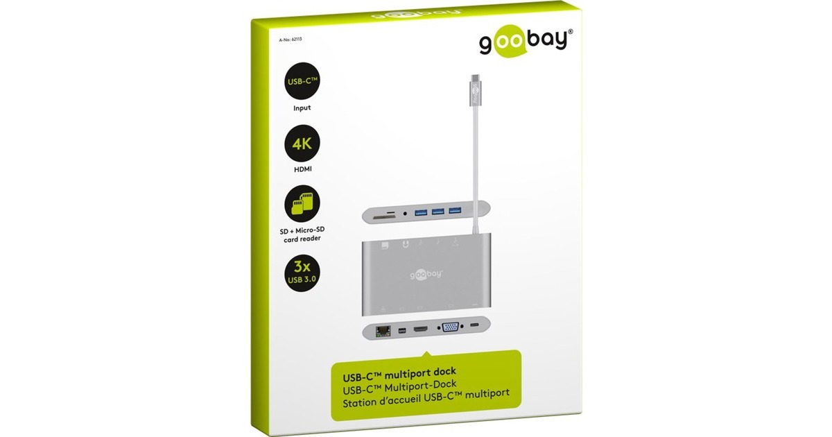 goobay USB-C Multiport-Adapter All in 1, Kartenleser(silber)