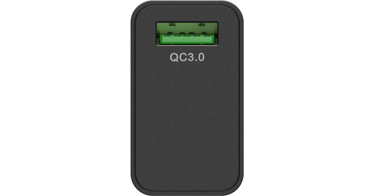 goobay USB Schnellladegerät QC3.0 (18W) schwarz(schwarz, Quick Charge (QC3.0))