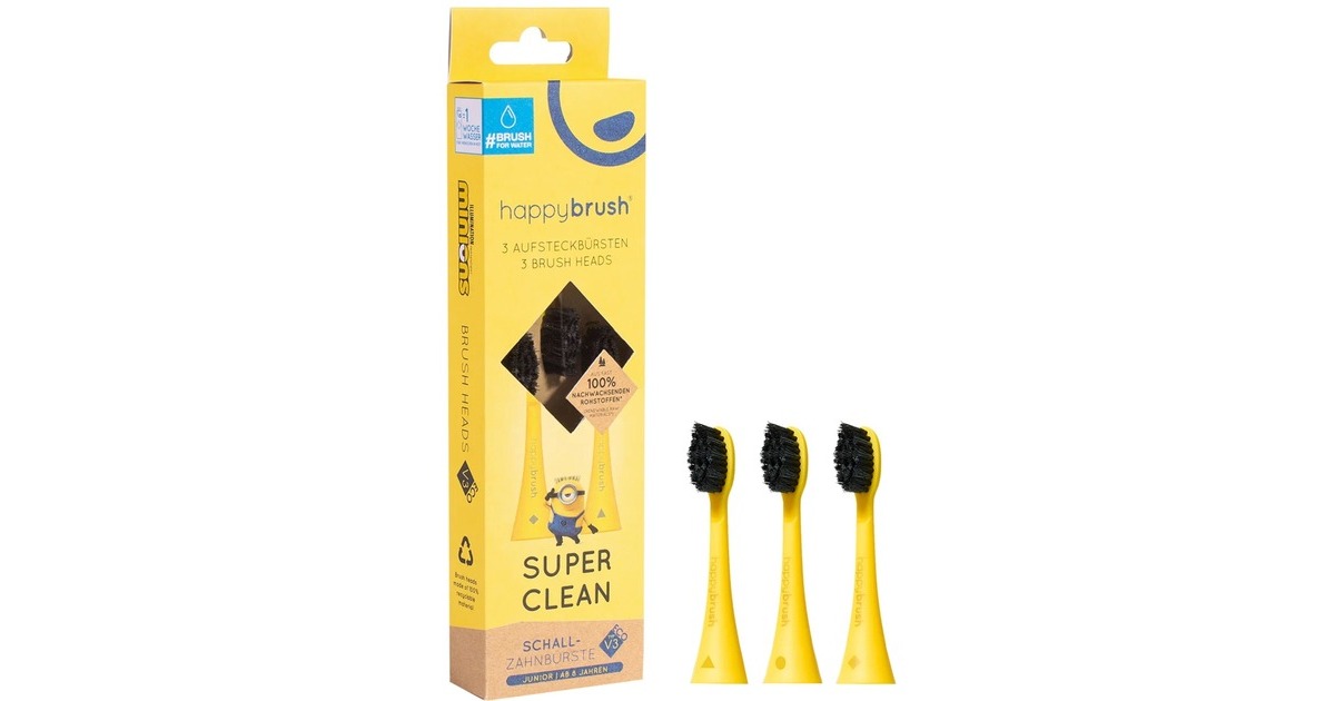 happybrush ECO VIBE 3 Minions Aufsteckbürsten(gelb)