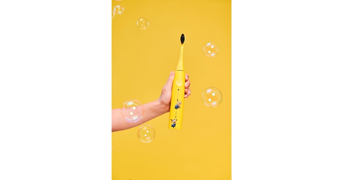 happybrush StarterKit Schall Eco VIBE 3 Minions, Elektrische Zahnbürste(gelb)