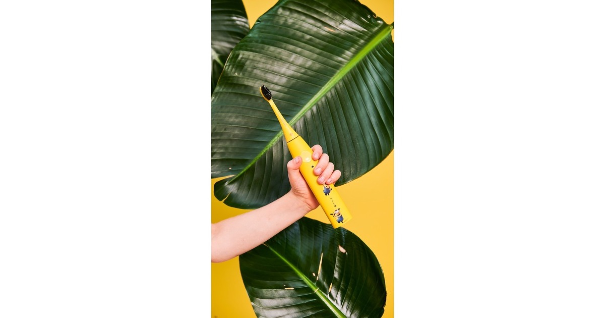 happybrush StarterKit Schall Eco VIBE 3 Minions, Elektrische Zahnbürste(gelb)