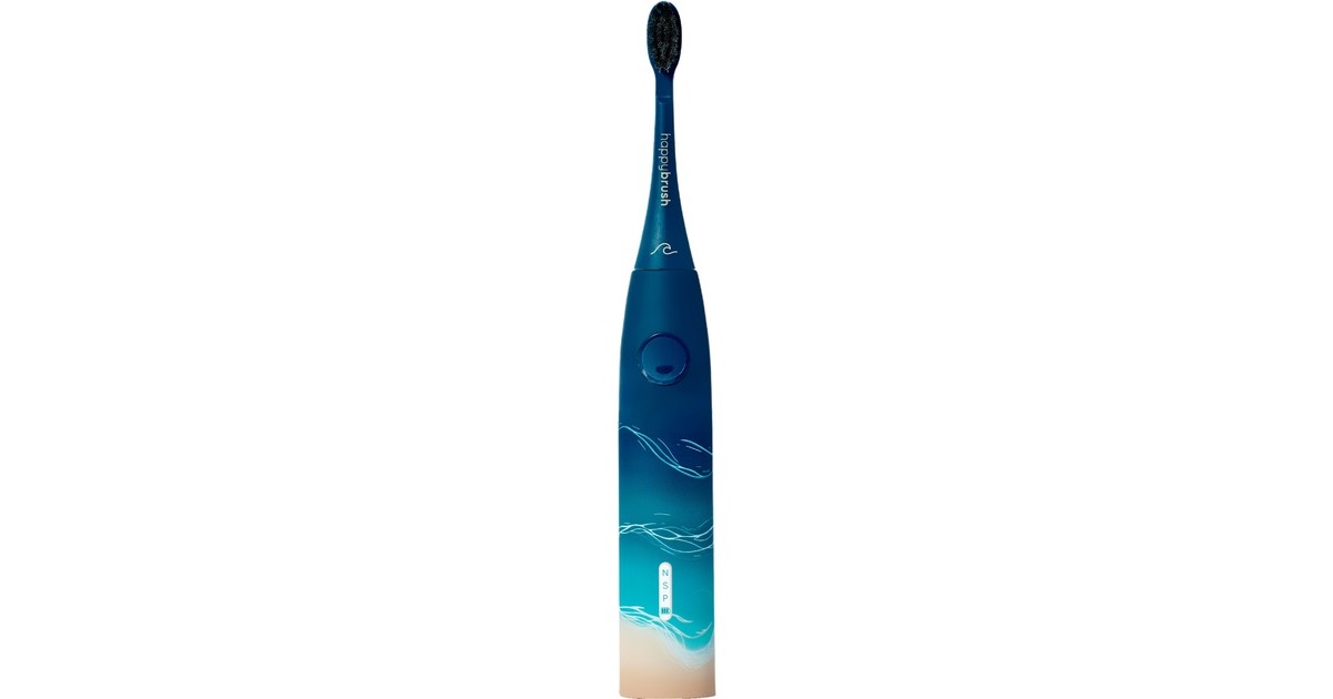 happybrush StarterKit Schall Eco VIBE 3 Ocean, Elektrische Zahnbürste(blau/beige)