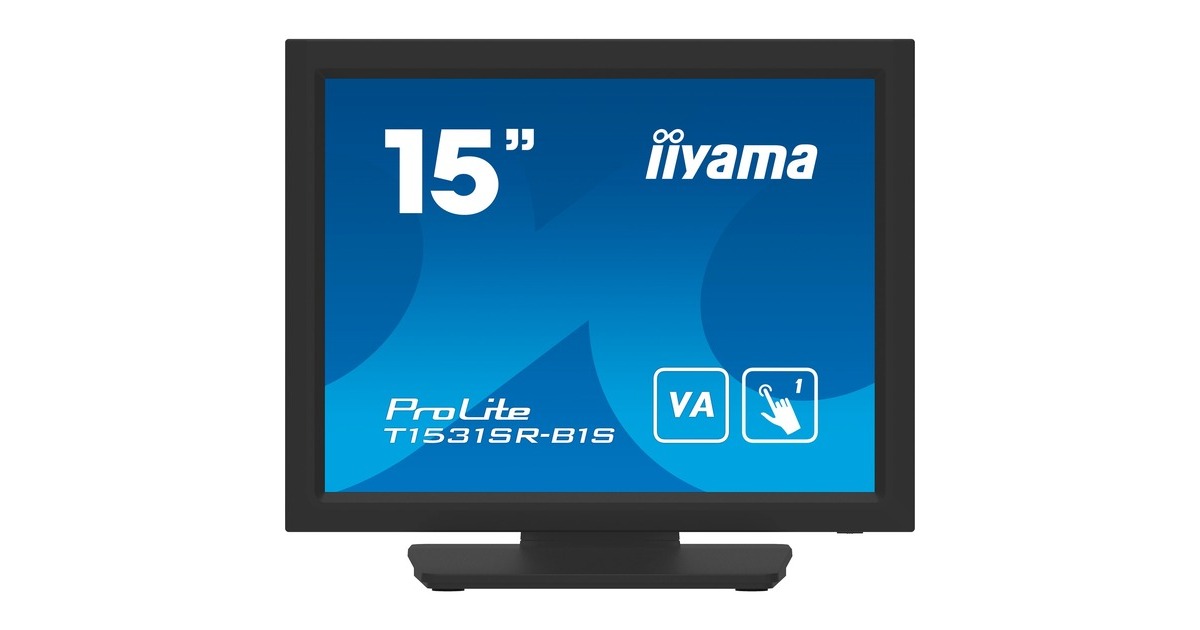 iiyama ProLite T1531SR-B1S, LED-Monitor(38 cm (15 Zoll), schwarz (matt), XGA, VA, Touchscreen, VGA, HDMI, DisplayPort)
