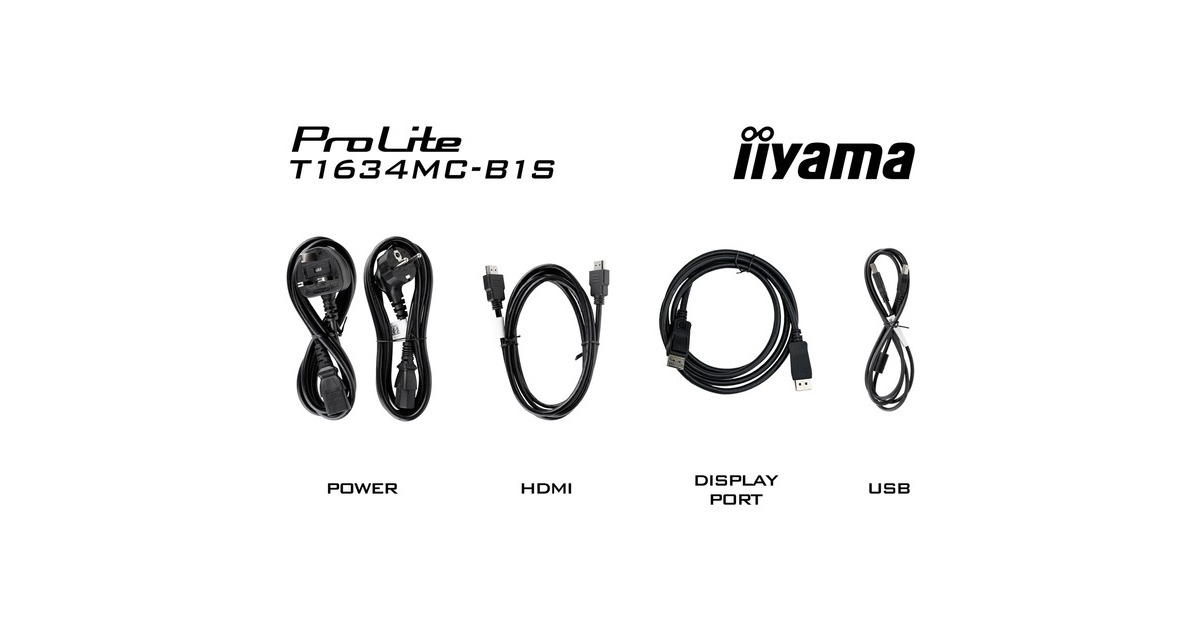 iiyama ProLite T1634MC-B1S, LED-Monitor(40 cm (16 Zoll), schwarz (matt), FullHD, IPS, HDMI, DisplayPort)
