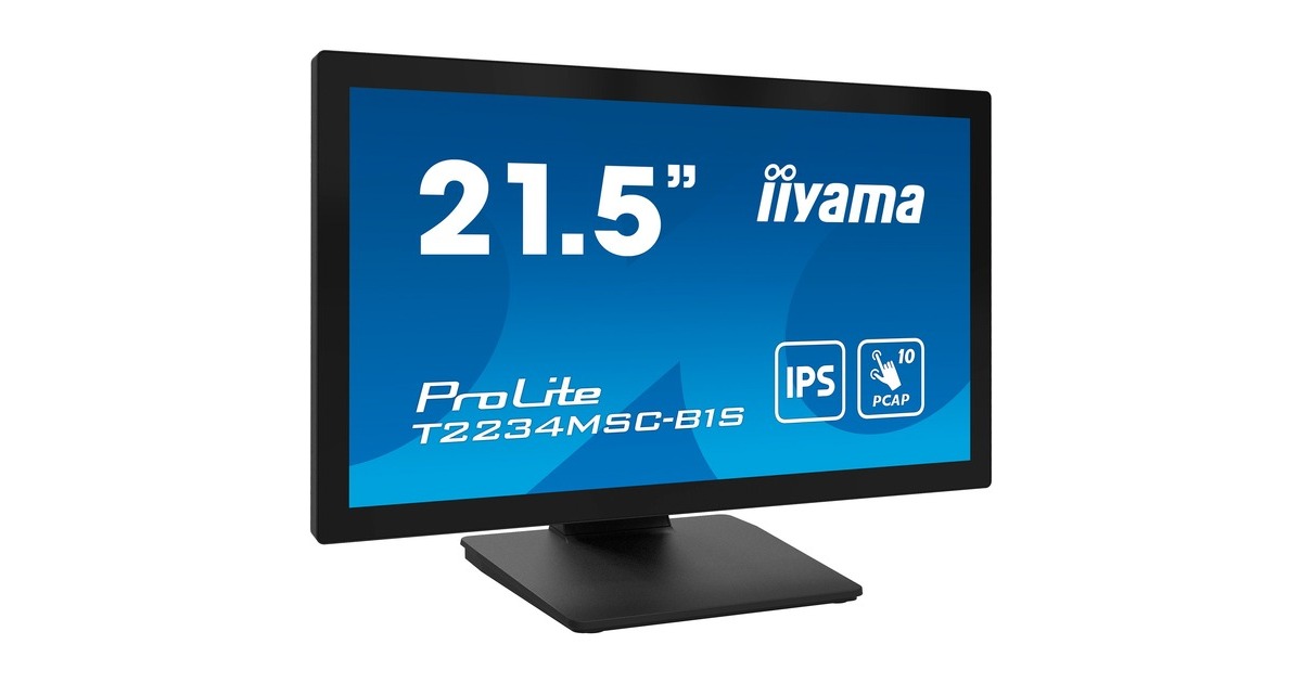 iiyama ProLite T2234MSC-B1S, LED-Monitor(54.6 cm (21.5 Zoll), schwarz (matt), FullHD, IPS, VGA, HDMI, DisplayPort)