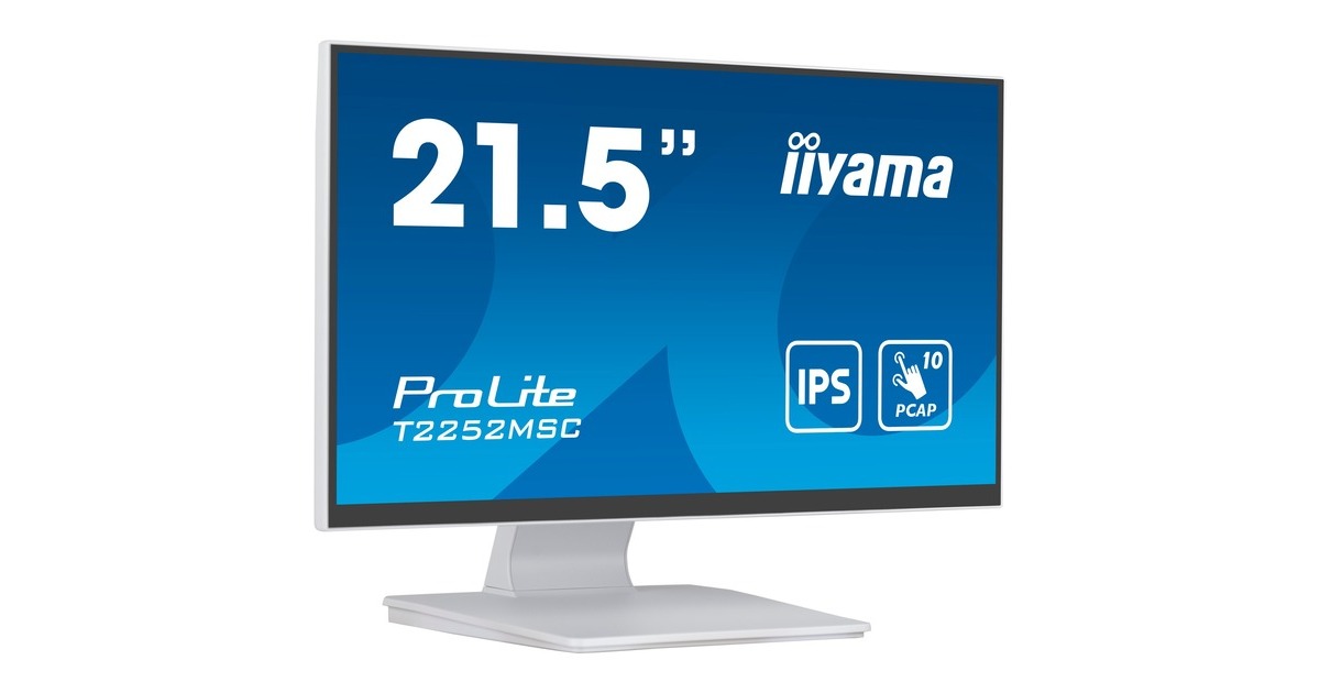 iiyama ProLite T2252MSC-W2, LED-Monitor(55 cm (21 Zoll), weiß, FHD, IPS, Touchscreen, HDMI)