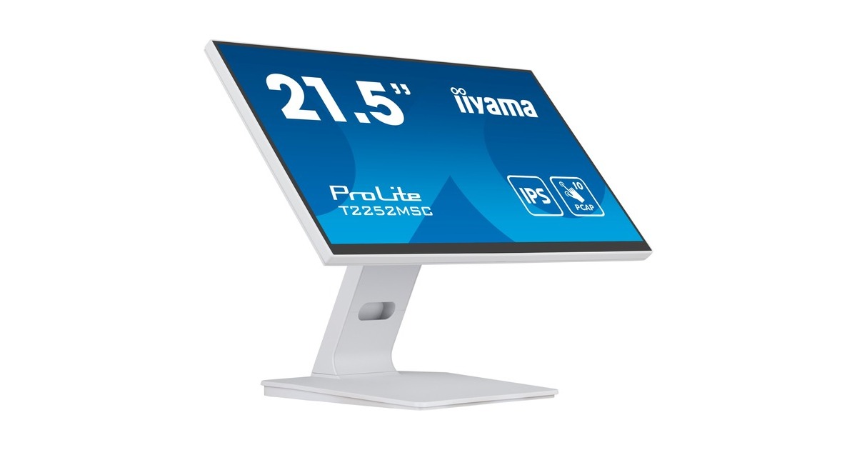 iiyama ProLite T2252MSC-W2, LED-Monitor(55 cm (21 Zoll), weiß, FHD, IPS, Touchscreen, HDMI)