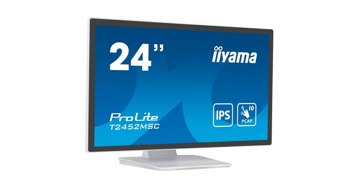 iiyama ProLite T2452MSC-W1, LED-Monitor(61 cm (24 Zoll), weiß/schwarz, FullHD, IPS, Touchscreen)
