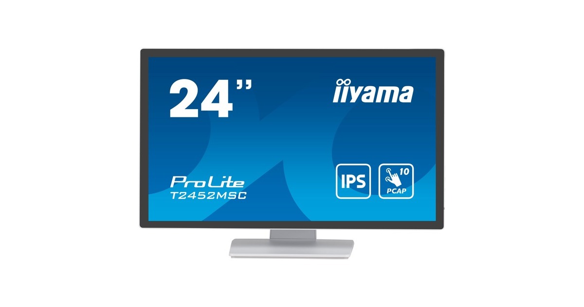 iiyama ProLite T2452MSC-W1, LED-Monitor(61 cm (24 Zoll), weiß/schwarz, FullHD, IPS, Touchscreen)