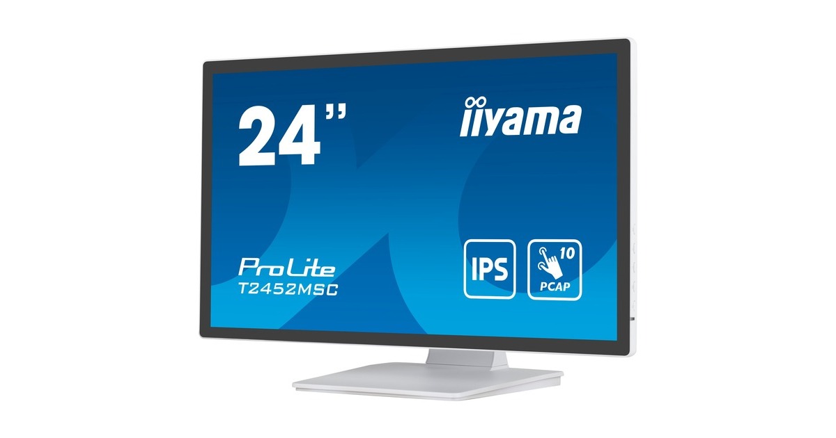 iiyama ProLite T2452MSC-W1, LED-Monitor(61 cm (24 Zoll), weiß/schwarz, FullHD, IPS, Touchscreen)