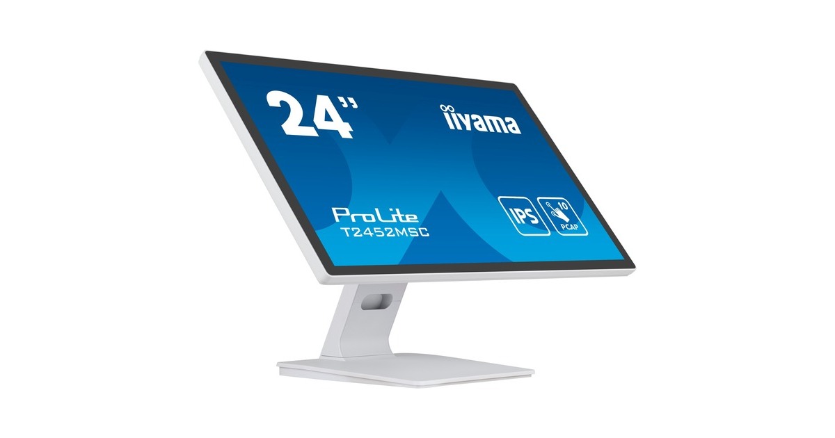iiyama ProLite T2452MSC-W1, LED-Monitor(61 cm (24 Zoll), weiß/schwarz, FullHD, IPS, Touchscreen)