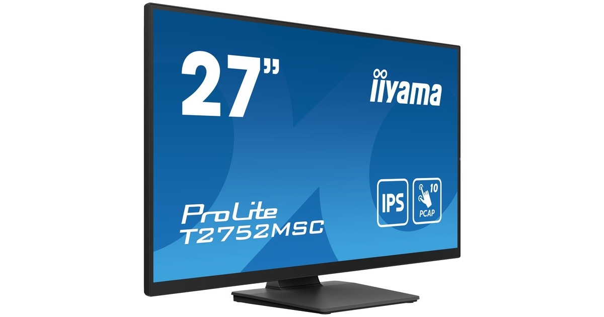iiyama ProLite T2752MSC-B1, LED-Monitor(68.6 cm (27 Zoll), schwarz (matt), Full HD, IPS, Touchscreen, HDMI, DisplayPort, USB )