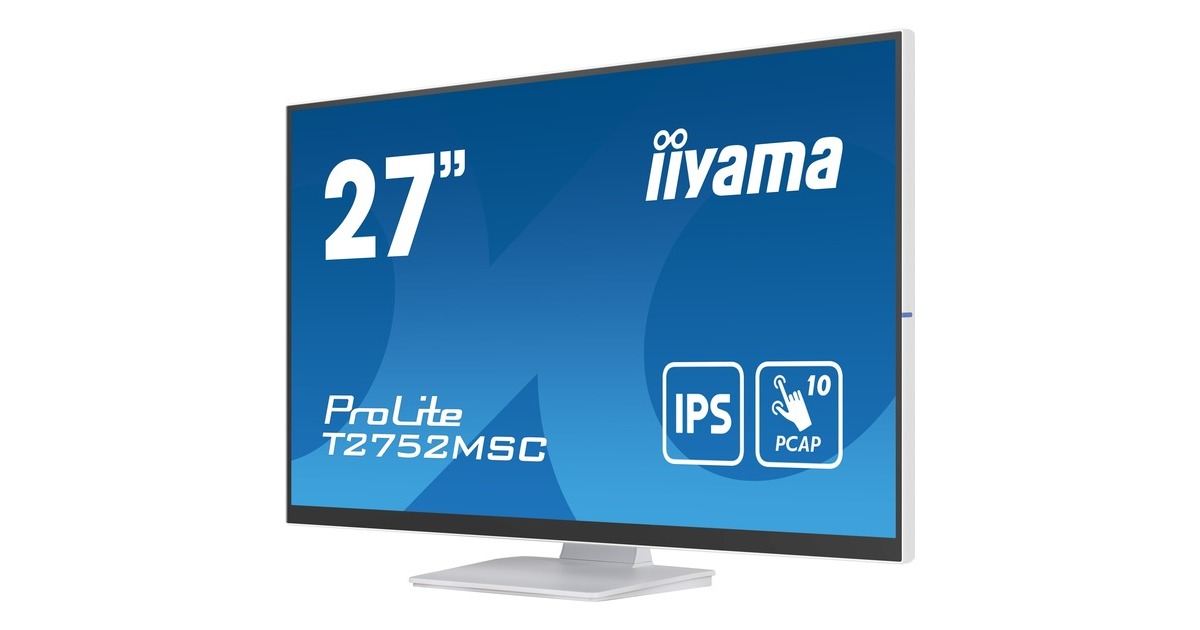 iiyama ProLite T2752MSC-W1, LED-Monitor(68.6 cm (27 Zoll), weiß (matt), Full HD, IPS, Touchscreen, HDMI, DisplayPort, USB )