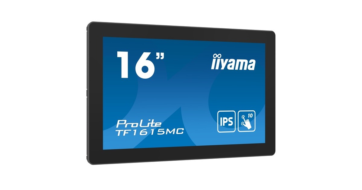 iiyama ProLite TF1615MC-B1, LED-Monitor(40 cm (16 Zoll), schwarz, FullHD, IPS, Touchscreen)