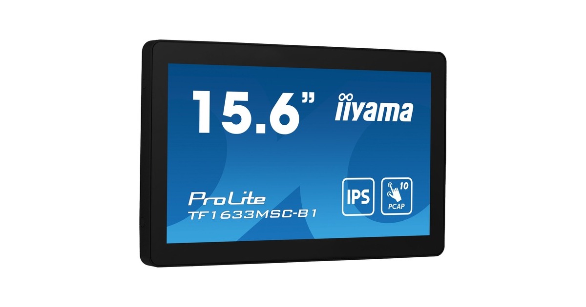 iiyama ProLite TF1633MSC-B1, LED-Monitor(39.5 cm (15.6 Zoll), schwarz, FullHD, IPS, Touchscreen, HDMI, DisplayPort, Open Frame)